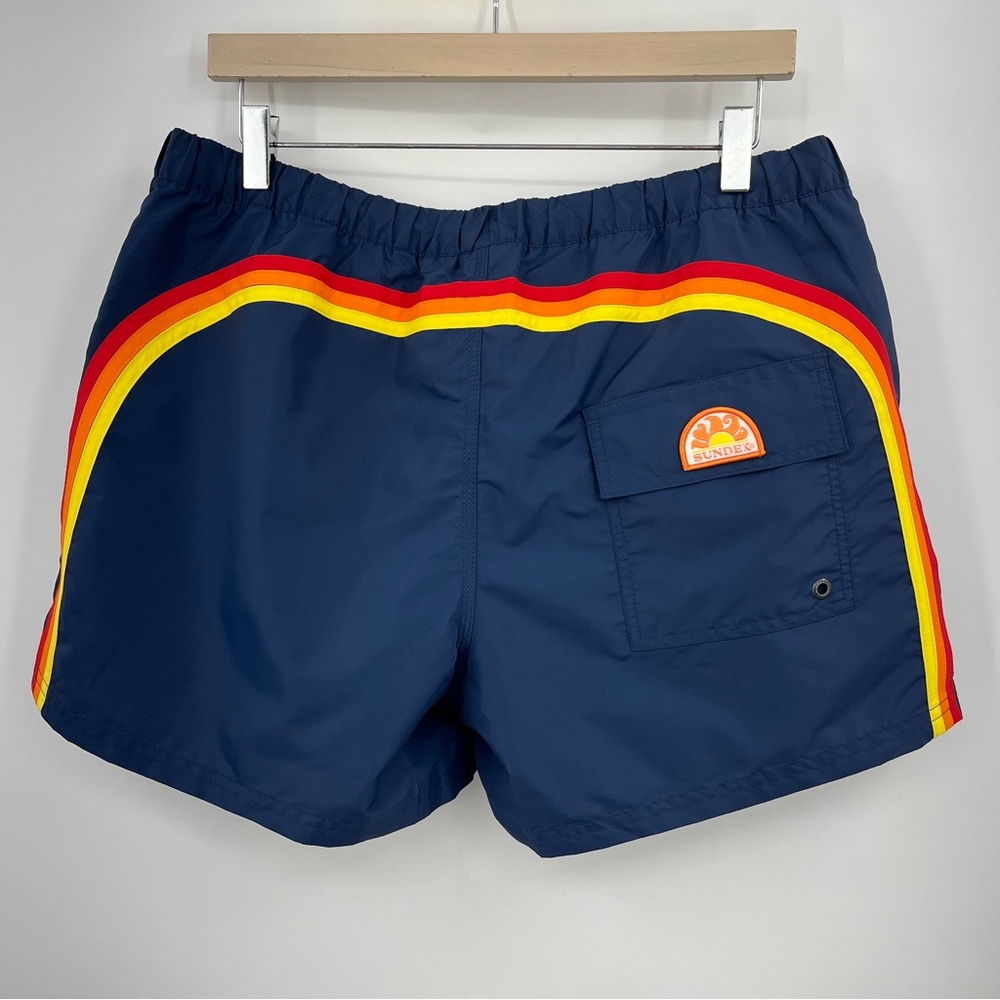 sundek XL swim bottoms men’s navy trunks 0384 suit drawstring liner lined - Picture 2 of 9